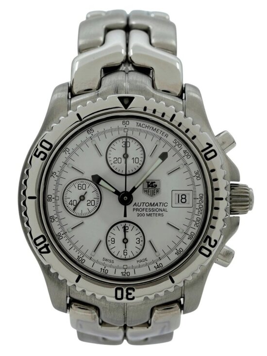 Tag Heuer 42mm Men\'s Link Automatic Chronograph White Dial Watch! Ref: CT2112! main image 6